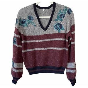Margaret O'Leary Floral Merino Wool Blend Sweater